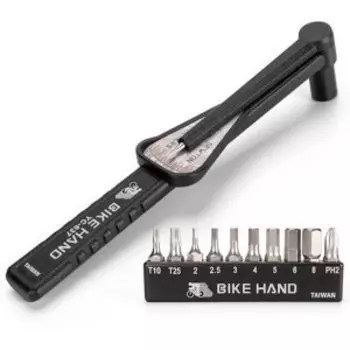 Динамометрический ключ BIKE HAND YC-637+BITS профи, для головок 1/4",биты 2,2.5,3,4,5,6,8мм/PH2/T10/Т25, 6-230101
