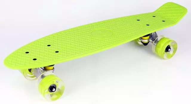 Доска-круизер Vinca Sport, 22,5 мм*6", лайм, колеса с подсветкой, DS 02 lime Led