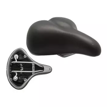 Седло велосипедное VELO, комфорт, 250х210мм, амортизатор пружины, чёрное, VL-6050W