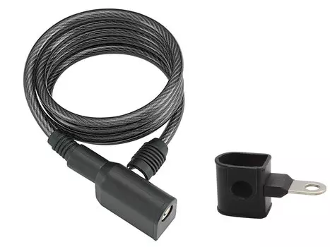 Велосипедный замок GOLDEN KEY, тросовый, на ключ, с креплением, 6 х 1000 мм, черный, GK102.101