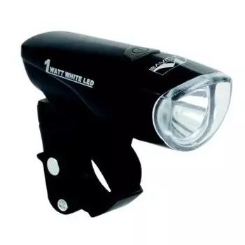 Фара велосипедная M-Wave, 1 диод повышенной яркости, 1W/3 функции, черная, с батареями, 5-220950