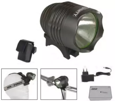 Фара велосипедная Mighty X-Power 900, водонепроницаемый, 2 функции, на голову и на руль, 220760