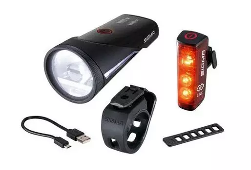 Фара велосипедная с фонарём SIGMA AURA 100 люкс, OSRAM LED, 2 режима USB/Blaze, 4-017950