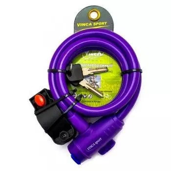 Велосипедный замок Vinca Sport, тросовый, на ключ, с креплением, 12 х 1200мм, фиолетовый, защита от влаги, VS 588violet