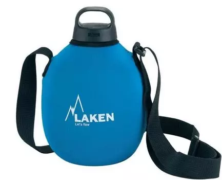 Фляга Laken Clasica 127FA в неопреновом чехле с ремнем screw cap, 1л, синий