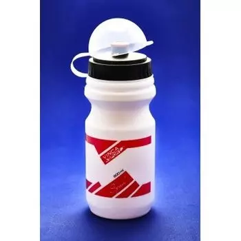 Фляга велосипедная с защитой от пыли 500мл, белая, рисунок - красный, VSB 21 red