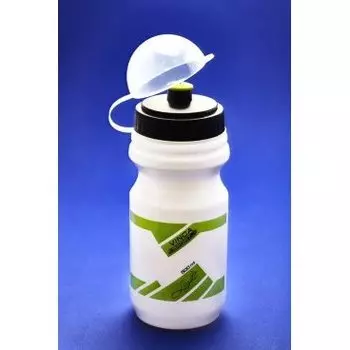 Фляга велосипедная с защитой от пыли 500мл, белая, рисунок - зеленый, VSB 21 green