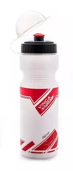 Фляга велосипедная с защитой от пыли 750мл,белая, рис.- красный,инд.уп. Vinca sport VSB 21-2 red