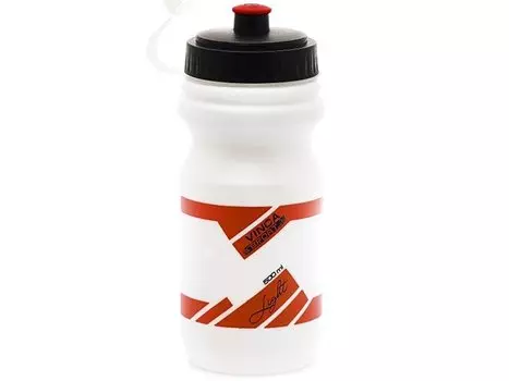 Фляга велосипедная Vinca Sport с защитой от пыли 750мл, белая, рисунок - красный, VSB 21 red