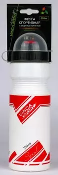 Фляга велосипедная Vinca Sport VSB 21, с защитой от пыли, 750 мл, индивидуальная упаковка, белый/красный, VSB 21 red