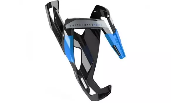 Флягодержатель Elite Custom Race Plus, черный глянец, синий рисунок, пластик, EL0140630