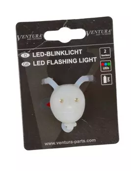 Фонарь VENTURA "маячок" передний "череп" 2 диода/2 функции с батареей 5-220605