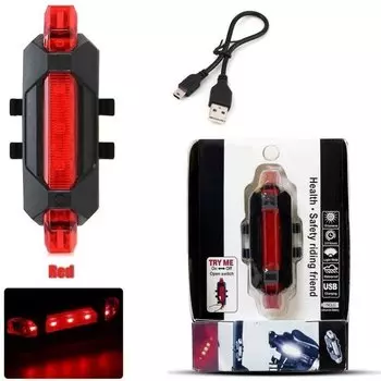 Фонарь велосипедный BS-216, задний, аккумуляторный, USB кабель, LED, 2 режима, блистер, красный, FWD-BS-216