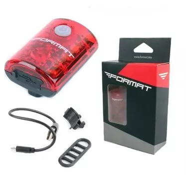 Фонарь велосипедный FORMAT UGOE NB26-01, задний, 2 Domestic LED, 220 mAh, 4 режима работы, IP65, RUGNB2601001