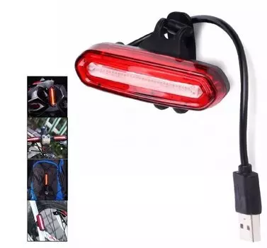 Фонарь велосипедный JING Y, задний, аккумуляторный, USB кабель, LED, 2 режима работы, влагозащищенный, блистер, JY-6055T