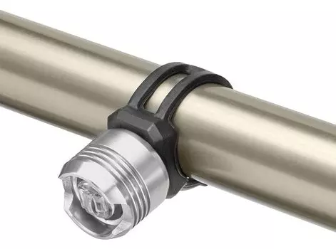 Фонарь велосипедный JY-3006F, передний, габаритный, 1 белый светодиод, алюминий, серебристый, 560112