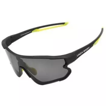 Очки велосипедные Vinca Sport, матово-черная с лаймом оправа, серые линзы, VG 548 black/green