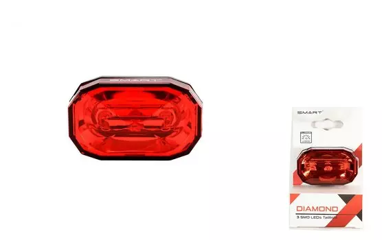 Фонарь велосипедный SMART Diamond, задний, 3 SMD диода, 15 lumens, 3 режима, на подседел, с батарейками, RL-407R-51
