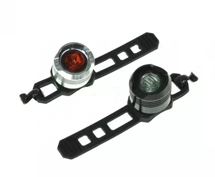 Фонарь велосипедный TRIX, габаритный (передний + задний) 1 диод, 2 режима, JY-3006 black/silver