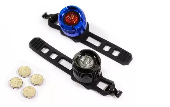 Фонарь велосипедный TRIX, габаритный (передний + задний) 1 диод, 2 режима, JY-3006 black/blue