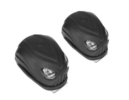 Фонари велосипедные Jing Yi, комплект, силикон, 4 LED, 2 режима, блистер, черный, JY-267-18