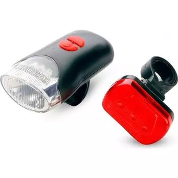 Фонари велосипедные, комплект, передний 4 светодиода, задний 5 светодиодов, SH-302