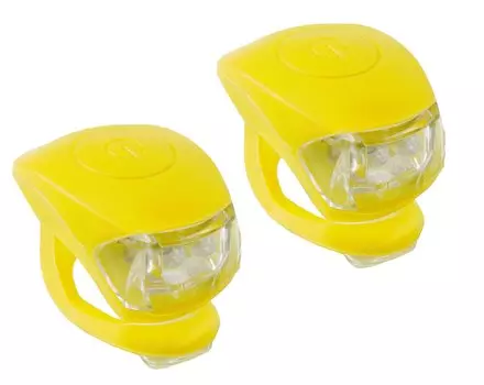 Фонарики M-WAVE COBRA IV, передний+задний, по 2 диода, 3 режима, желтый корпус, 5-220636