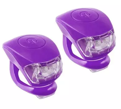 Фонарики вело M-WAVE COBRA IV, передний+задний, по 2 диода, 3 режима, фиолетовый корпус 5-220639