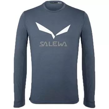 Футболка Salewa Solidlogo Dry Men's L/S Tee Premium Navy Melange, с длинным рукавом, мужская, 00-0000027340_3986