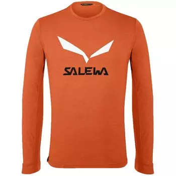 Футболка Salewa Solidlogo Dry Men's L/S Tee Red Orange Melange, с длинным рукавом, мужская, 00-0000027340_4156