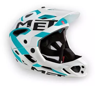 Велошлем MET Parachute, бело-голубой