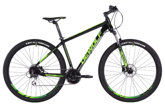 Горный велосипед Dewolf GROW 20 29" 2021 (Рама: 18 (Рост: 167-177 см), Цвет: черный/черный/кислотно-зеленый)