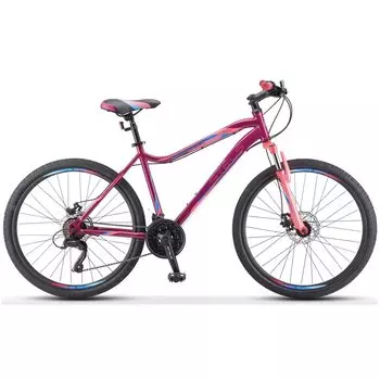 Горный женский велосипед STELS Miss-5000 D, V020, 26", 21 скорость, 2021, LU089369 (Рама: 18" (170-180 см), Цвет: вишнево/розовый)