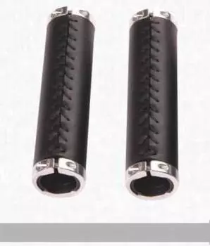 Грипсы велосипедные Kivi, Leather Hand sew, черный, B-009