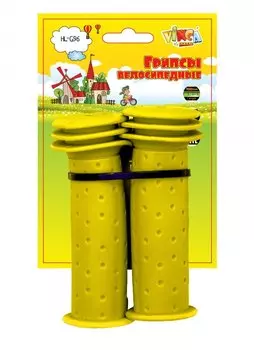 Грипсы велосипедные VINCA, детские, резиновые, 102 мм, желтые, H-G 96 yellow