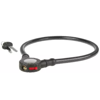 Велосипедный замок M-Wave тросовый, на ключ, прозрачное покрытие 650 х12 мм, 230150