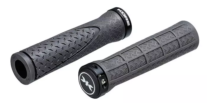 Грипсы велосипедные Kore Contour Lock-On Grip, 130 мм, кретон, серые, 98 г, KGPCTLK130YAT