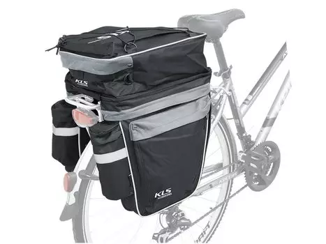 Велосумка на багажник KELLYS TRIAL, объем 45л, чёрно-серая, молнии YKK