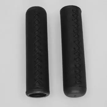 Грипсы велосипедные Velo кожзам с прошивкой, черные, VLG-105