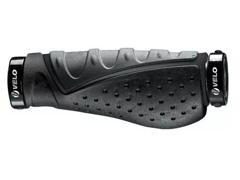 Грипсы велосипедные VELO VLG-869-AD3, анатомические, пластик/Kraton/гель, с заглушками, 140мм, VLG-869-AD3
