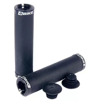 Грипсы велосипедные 4BIKE, 130 мм, с двумя алюминиевыми локрингами, черный, ARV000061