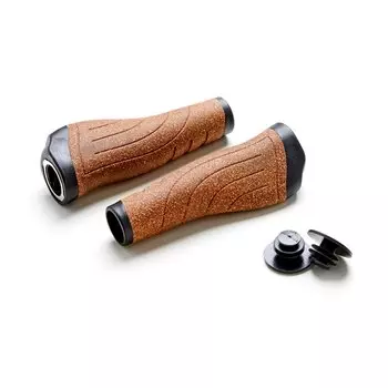 Грипсы велосипедные CLARK`S CE234-CORK, корковые, эргономичные, 130мм, внутренний фиксатор, черно-коричневые, 3-195