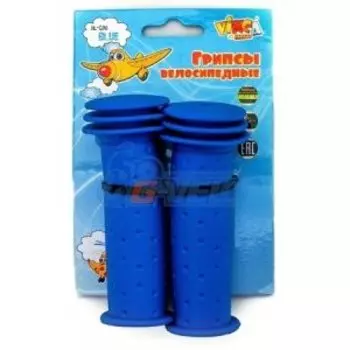 Грипсы велосипедные детские, Vinca Sport H-G 96 planes, 102мм, резиновые, синие.