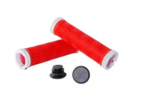 Грипсы велосипедные Green Cycle GGR-420, 130 мм, вспененная резина, с двумя замками, красный/белый