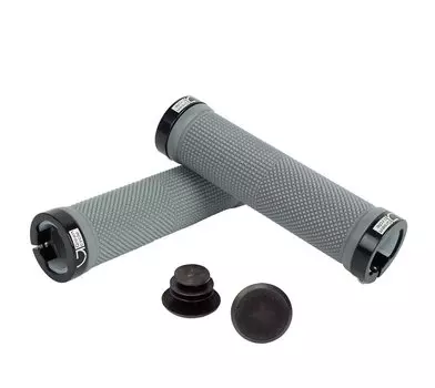 Грипсы велосипедные Green Cycle GGR-424, 130 мм, с двумя черными замками, серый