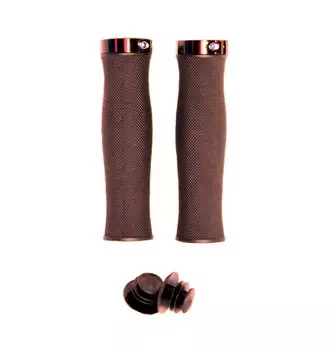 Грипсы велосипедные H217, OneSideLock, 130мм, резина, c 1 фиксатором, эргономичные, коричневые, 00-170555