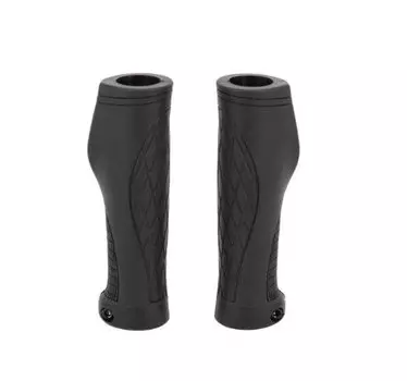 Грипсы велосипедные Hogger 130 мм, резиновые, эргономические, пластиковые фиксаторы на руль, черные, GRHG-G324PL