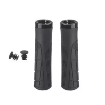 Грипсы велосипедные Hogger резиновые, 135мм, фиксаторы на руль, черные, GRHG-G316