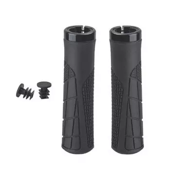 Грипсы велосипедные Hogger резиновые, 135мм, фиксаторы на руль, черные, GRHG-G316