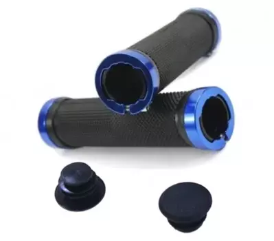 Грипсы велосипедные комплект TRIX, 130мм, с фиксаторами, индивидуальная упаковка, черный/синий, HL-G201-B